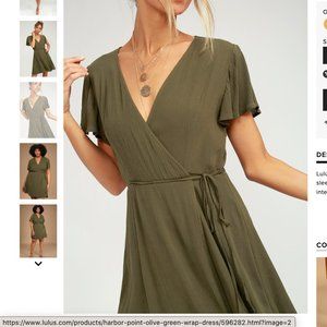 Lulu's Harbor Point Olive Green Wrap Dress Medium
